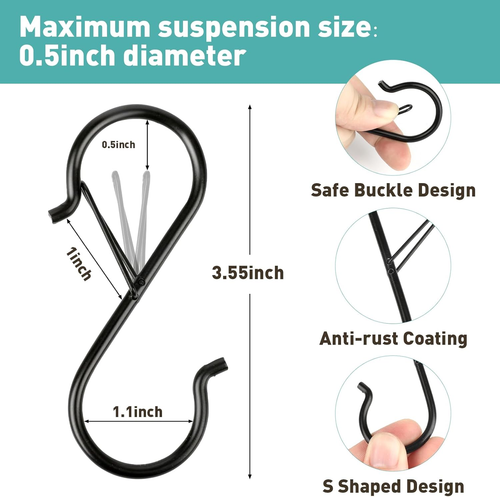 60 Pcs S Hooks for Hanging Heavy Duty, 3.5-inch Heavy Duty Metal S Hooks with Sa - Picture 2 of 6