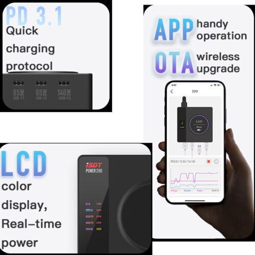 ISDT POWER 200X AC100~240V 200W Wireless Multi Quick Protocol Independent Charge - Picture 4 of 6