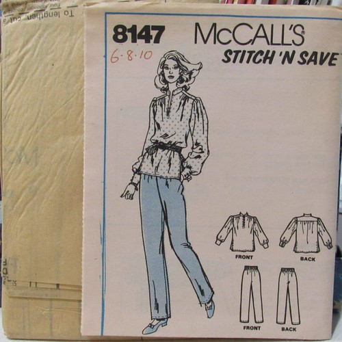 VTG McCalls 8147 Womens 6-8-10 Very Loose TUNIC TOP & Elastic Pants EASY Pattern - Picture 2 of 2