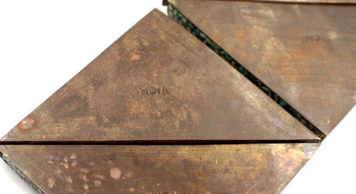 Blotter Corners Set Of 4 Antique Vintage Green/Blue Cloisonne Metal India - Picture 7 of 7
