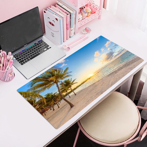 Palm Tree Plant Mouse Pad Ocean Blue Desk Mat for Keyboard and Mouse Desk Pad - Picture 5 of 6
