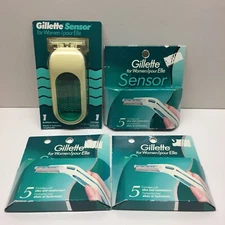 15  Gillette Sensor Women's Shaver Razor Blade Refill Cartridges and Handle