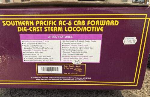 MTH 20-3125-1 Southern Pacific AC-6 Cab Forward, UPGRADED TO PS3!!!!! - Picture 15 of 19
