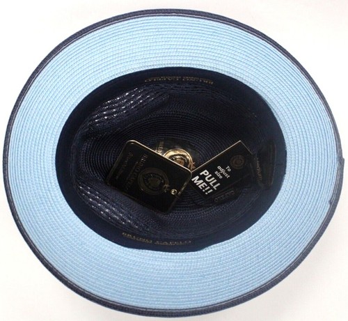 Hombre Bruno Capelo Fedora 100% Poli Trenza Azul Marino y Azul Claro Habana HA-526 - Imagen 7 de 9