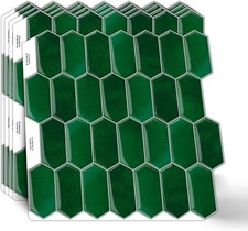 Long Hexagon Peel and Stick Tiles Backsplash,10 Sheets 3D Self Adhesive Wall Til