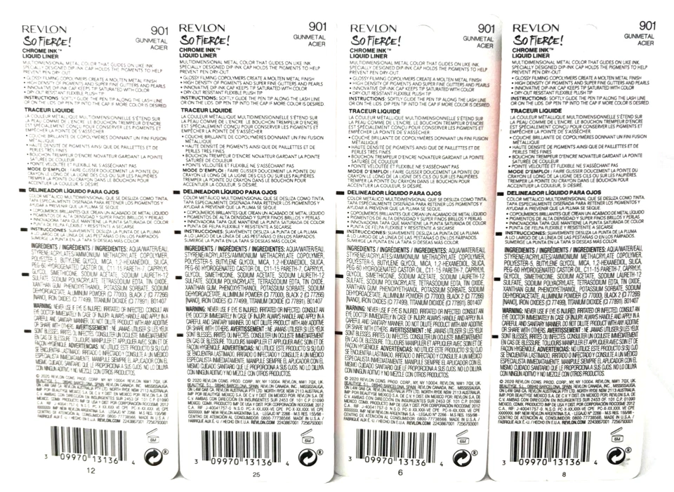 (4) Revlon So Fierce! Chrome Ink Liquid Liner 0.03 oz Sealed 901 - Gunmetal - Image 3 of 3