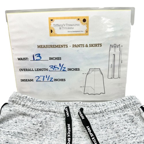 Justice Active Jogging Pants Youth 14 Gray Elastic Waist Draw String Volleyball - Picture 7 of 7