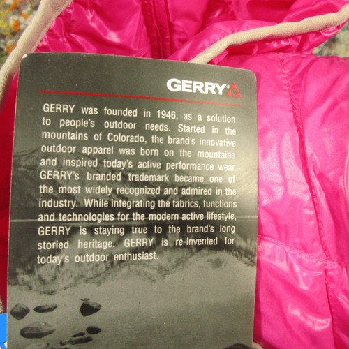 Gerry Hooded Puffer Jacket Girls L 14/16 Pink Ultra Light 90/10 Mixed Media NWT - Picture 9 of 11