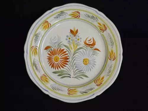 Henriot Quimper Fleuri Royal Dinner Plate France Signed 10.25" EXC