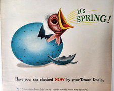 Robins Egg Bird Spring Texaco Dealer Vintage 1953 Ad Magazine Art Print