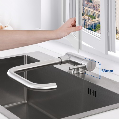 Niederdruck Armatur Küchenarmatur Küche Spüle Wasserhahn Mischbatterie Edelstahl - Bild 41 von 67