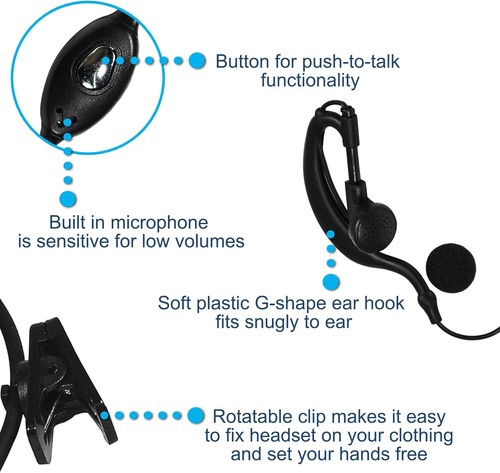 4x HQRP Mic Headset / Słuchawki do Motorola CLS1110 CLS1410 CLS1413 CLS1450 VL50 - Zdjęcie 5 z 8