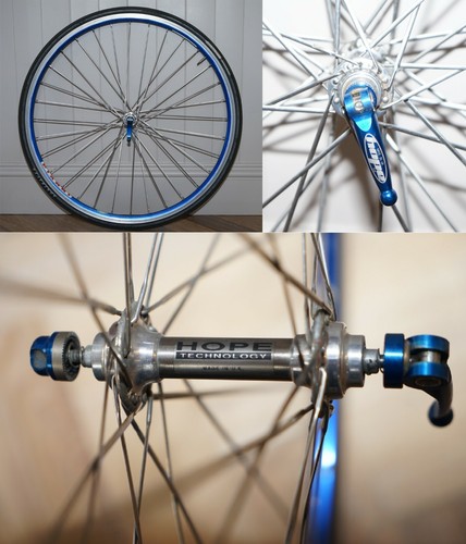 700C HOPE TITANIUM HUB & BLUE ANODIZED Q/R SKEWER PIANNI 700C ROAD BIKE WHEEL - Picture 1 of 7