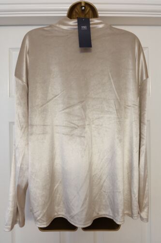 M&S Gold / Black VELVET Funnel Neck Relaxed Fit Top UK 16 - Picture 5 of 9
