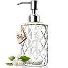 12oz Clear Glass Soap Dish Dispenser with Stainless Steel Pump for Bathroom