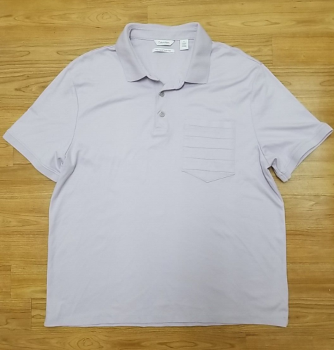 Calvin Klein Liquid Touch Polo Shirt Mens L Light Pink/Purple Casual Soft Pocket - Picture 1 of 7