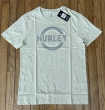 New Hurley Men's Beige T-shirt Tee Circle Icon Sz SMALL