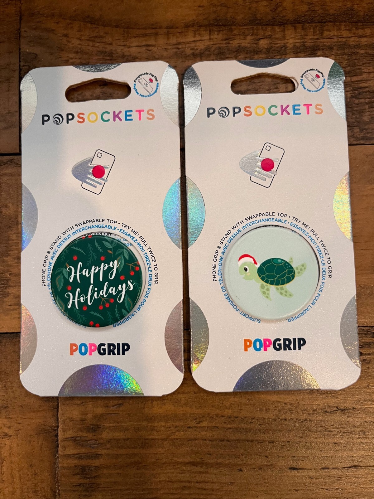 NEW HAPPY HOLIDAYS PopSocket Phone Grip with expanding Kickstand PopGrip 2-PACK-image