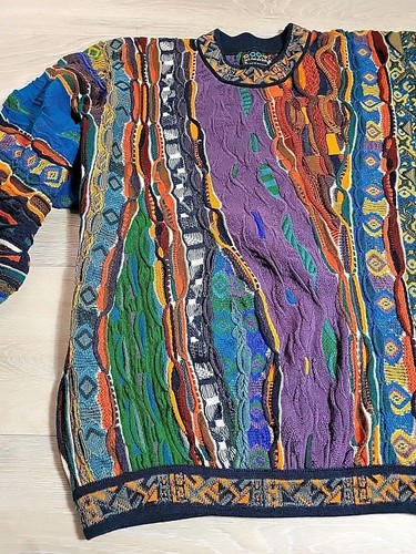Mens Vintage Coogi 90's 3D Knit Textured Multicolor Sweater Medium - Picture 9 of 22