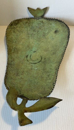 Large Brass Metal Patina Pear Shaped Footed Bowl Tray Made in India - Picture 12 of 12