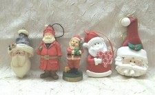 Five Santa Claus Christmas Ornament Set Holiday Theme