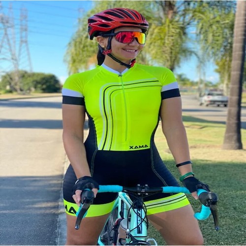 Team Triathlon Set Women's Cycling Jersey Suit One Piece Short Sleeve Gel Pad - Picture 12 of 32