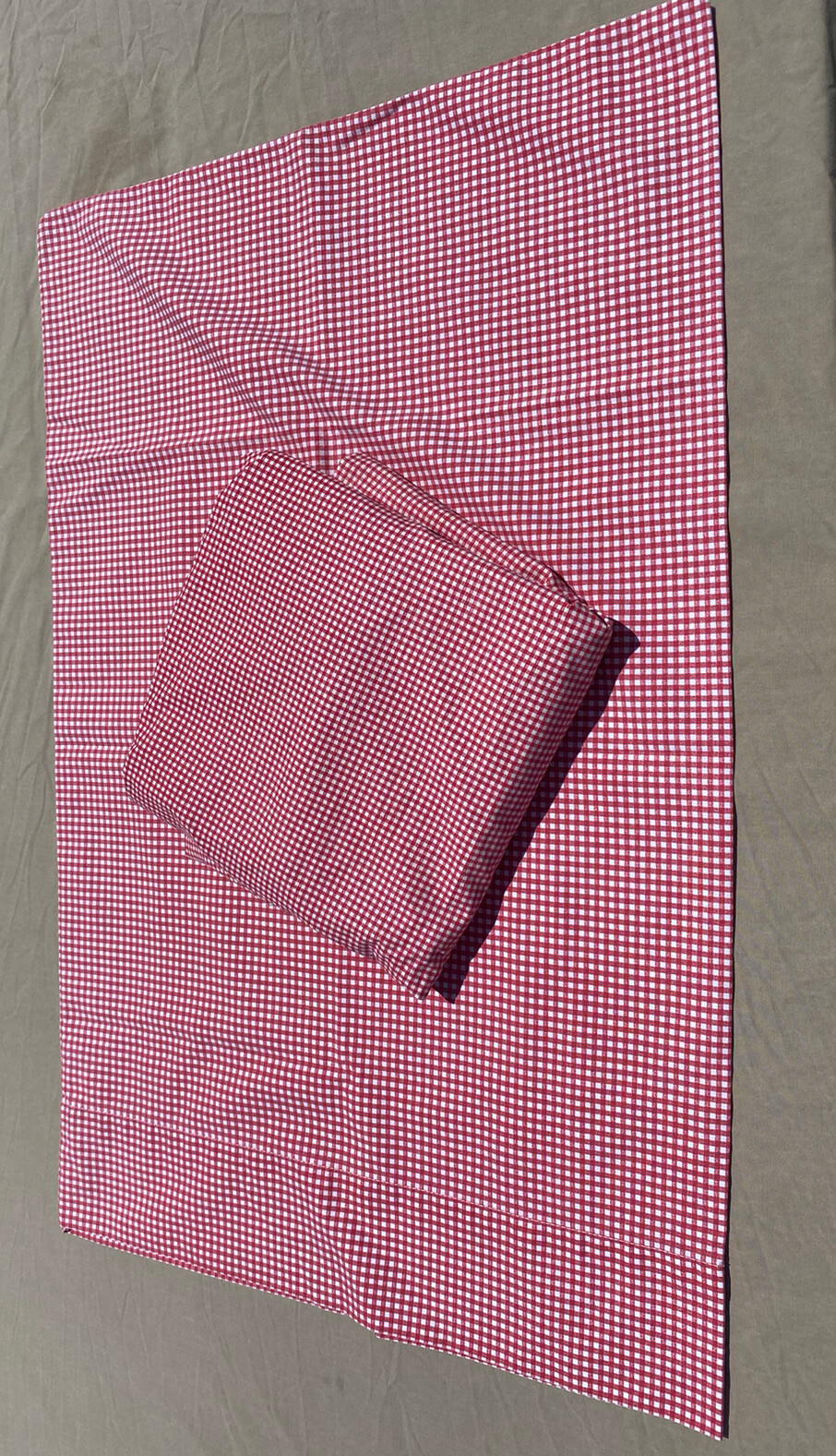 3pc Ralph Lauren Red Gingham Wendy Check TWIN Sheets + JCP Pillowcase