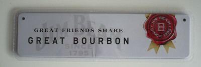 Blechschild Jim Beam Whisky Great Friends Share Great Bourbon 30x7,5 mit Kette