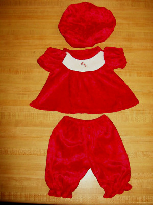 RED PANNE VELVET SKIRT for 16/" CPK Cabbage Patch Kids WHITE CHRISTMAS BLOUSE