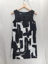 NWT AB Studio Black &  White Sleeveless Stretch straight zip $48 Dress Size-2