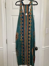 Vintage Teos’s World Imports Pattern Printed Long Sun Dress Boho Hippie Size M/L