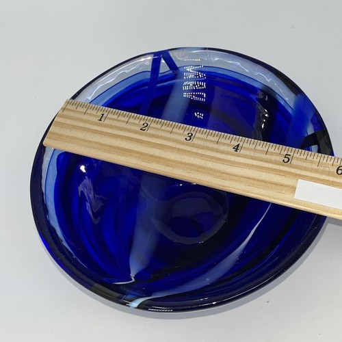 Anna Ehrner für Kosta Boda Kristall blau mittelgroße Schale Schweden 6” x 3” - Bild 5 von 10