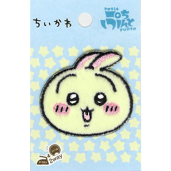 ふかざわ KOKKAGW-9016 Chiikawa Embroidered Boa Rabbit Patch, Fluffy