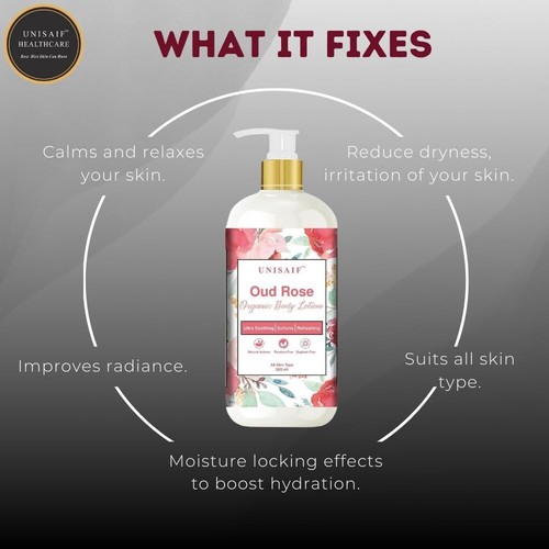 Unisaif Oud Rose Organic Body Lotion Moisturizing Lotion with Pump 300ML - Picture 6 of 10