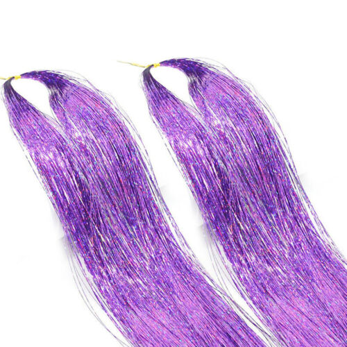 Rainbow Tinsel Hair Holographic Sparkle Hair Piece Highlight Hair Extensions UK - Picture 25 of 66