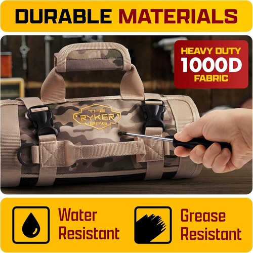 Bag Tool Organizer Zipper W/2 Detachable Pouches Heavy Duty Roll Up Mechanic - Picture 5 of 6