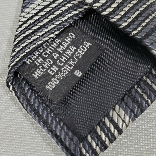 Alfani Mens 100% Silk Necktie Tie Gray Stripe Classic Hand Made 3.75"x60" - Picture 5 of 10