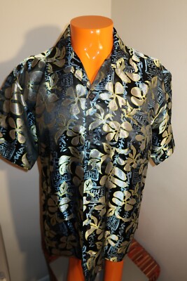 B5 VTG Hawaiian Shirt Metallic Floral Bullhead Island Series Camp Y2K Button Up