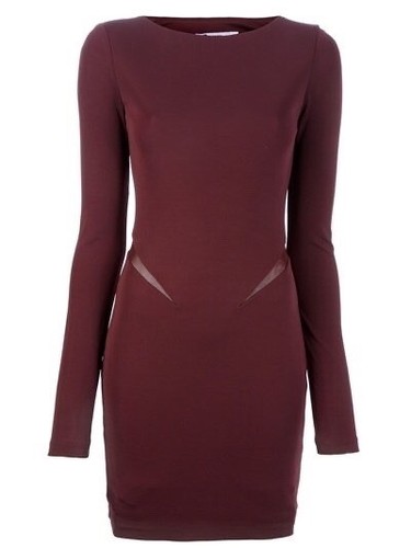 T by Alexander Wang burgundy mesh inset fitted knit dress size small S - 第 16/24 張圖片