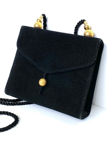 Bag Purse Evening Black Suede Mary Kay Vintage - Picture 2 of 21