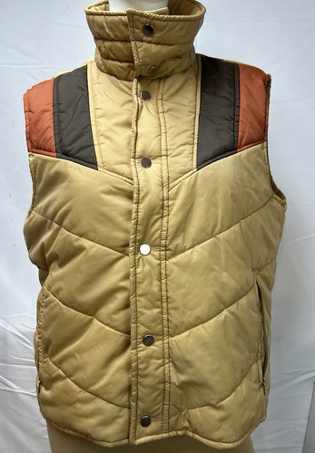 Vintage 70s Sears Men’s M Brown Retro Puffer Vest Insulated - Picture 6 of 9