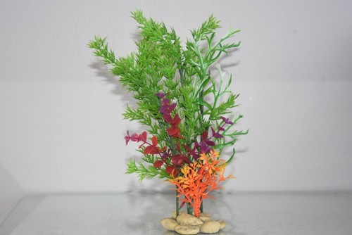 Acquario Sassolini Base Plastica Pianta Verde & Arancione 7 x 6 x 25 CM - Foto 2 di 2