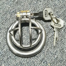 Male-Stainless-Steel-Chastity-Device-Super-Small-Short-Cage-Ring-Lock-Metal-SM
