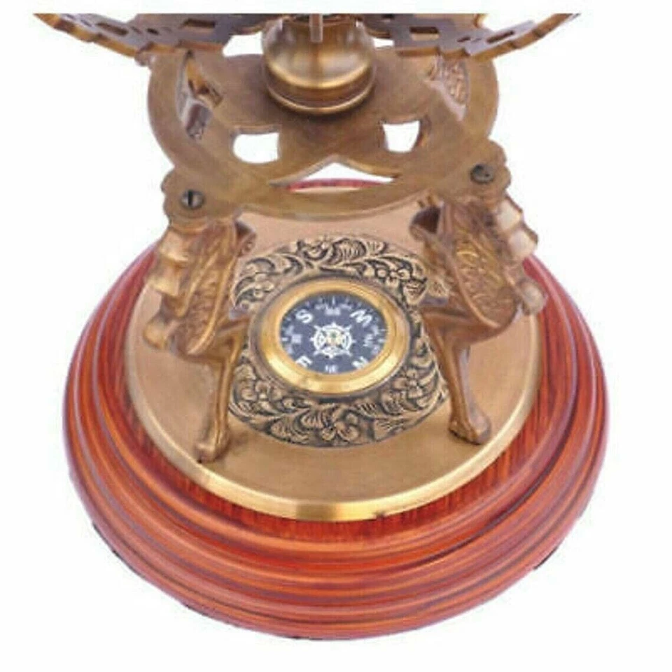 18" Solid Brass Armillary Sphere Vintage Nautical Astrolabe Globe Nautical Decor - Image 3 of 4