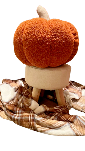 New Pottery Barn Style Halloween Harvest Decorative Pumpkin Shaped Sherpa Pillow - Picture 3 of 5