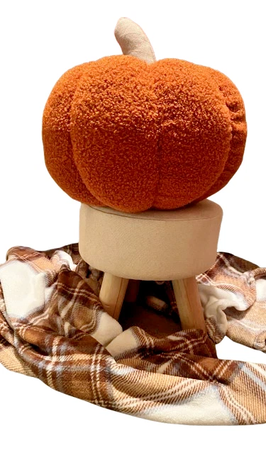 Nueva Almohada Sherpa Decorativa Cosecha Halloween Estilo Granero Cerámica Forma Calabaza Foto 3 de 4