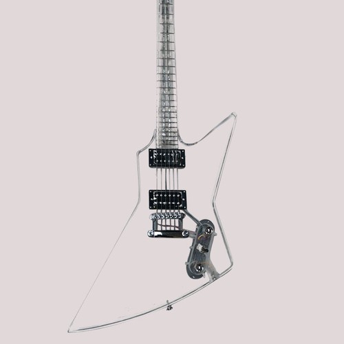 Guitarra Eléctrica Cuerpo Acrílico Buena Calidad Cromo Herrajes Trans Cuerpo Luz Azul - Imagen 6 de 6