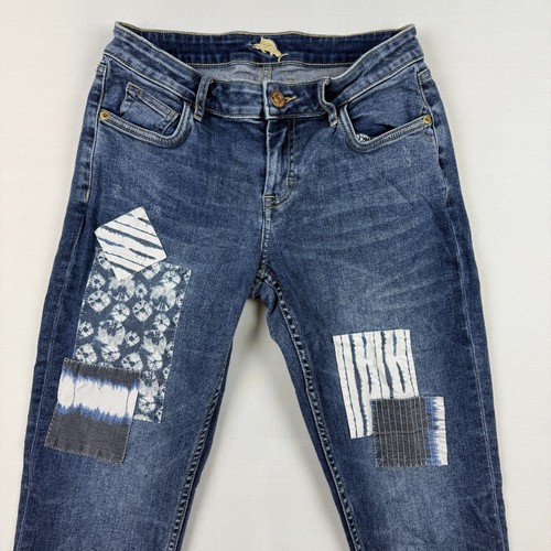 Tommy Bahama Jeans Womens Size 6 Blue Patchwork Denim Pants Slim Boyfriend - Picture 4 of 13