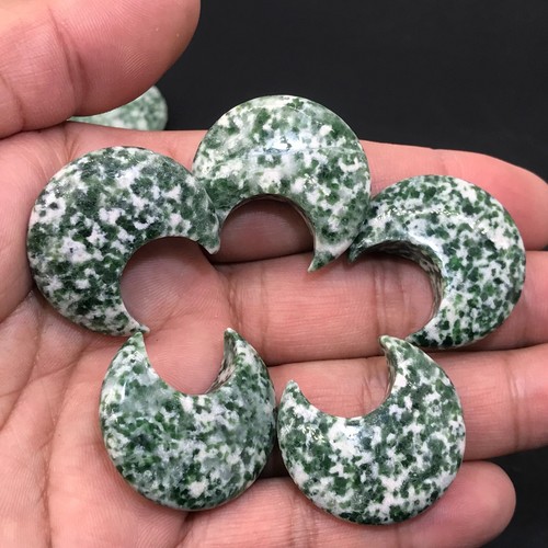 5 piezas Natural Qinghai Jade Cuarzo Luna Cristal Calavera Reiki Gemas Curativas - Imagen 8 de 8