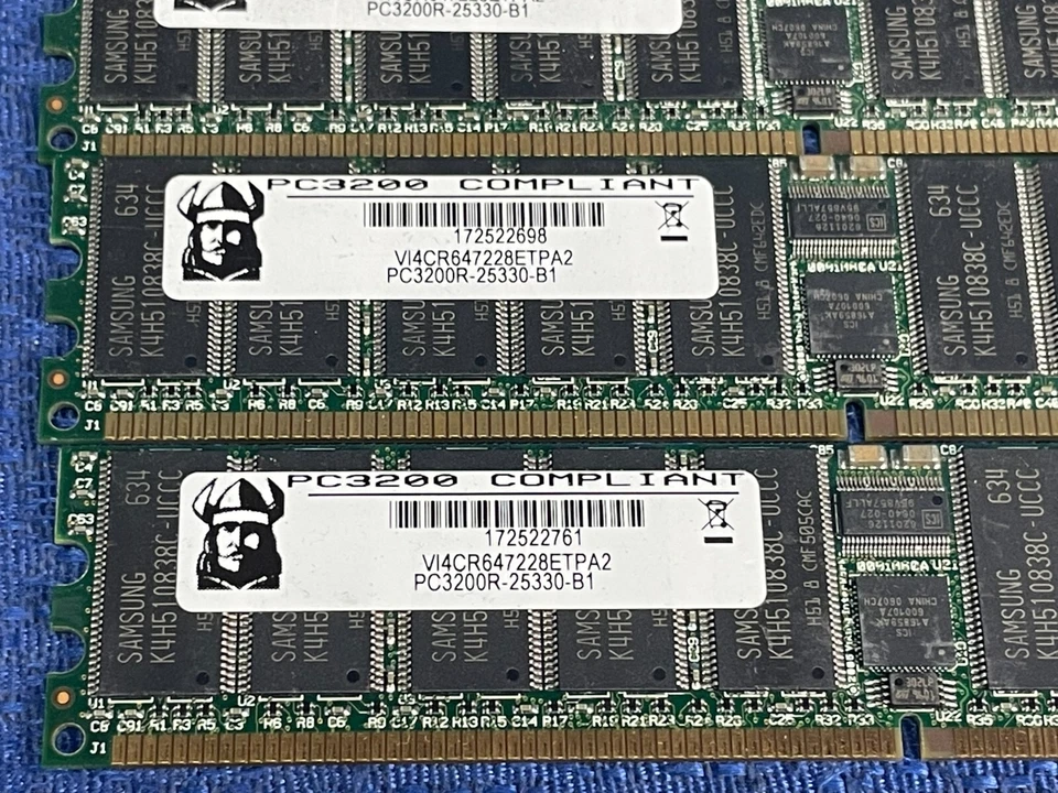 Lot of 4 Viking 512MB RAM PC3200R-25330-B1 VI4CR647228ETPA2 (2GB Total) - Image 4 of 4